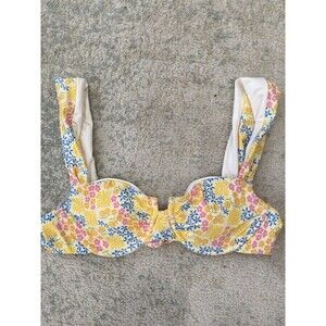 NWOT Dippin' Daisy's Size Small Yellow Underwire Thick Strap Bikini Top Floral